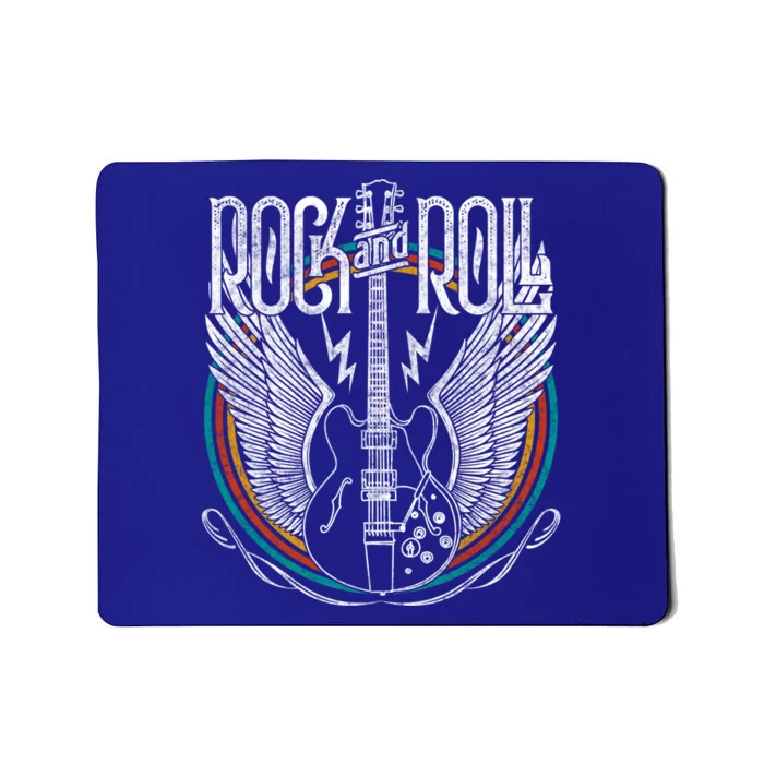 Distressed Vintage Gift Retro 80s Rock & Roll Music Guitar Wings Gift Mousepad