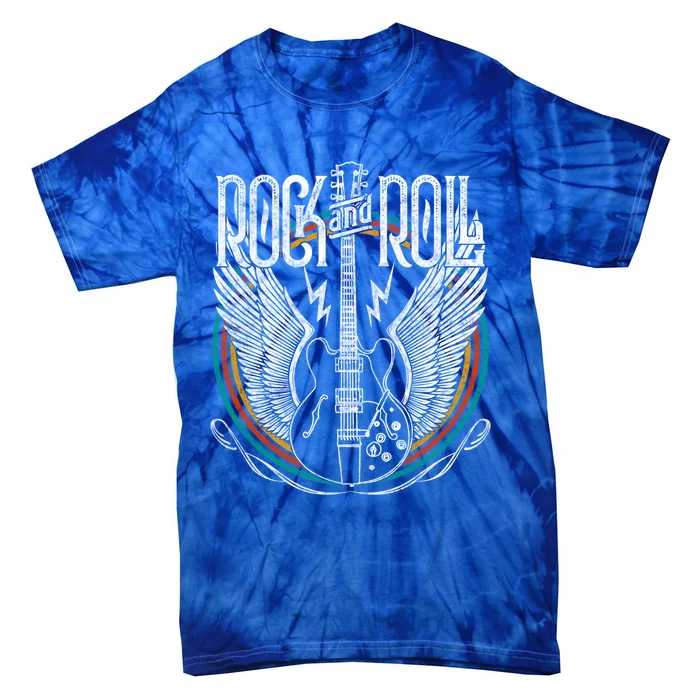 Distressed Vintage Gift Retro 80s Rock & Roll Music Guitar Wings Gift Tie-Dye T-Shirt