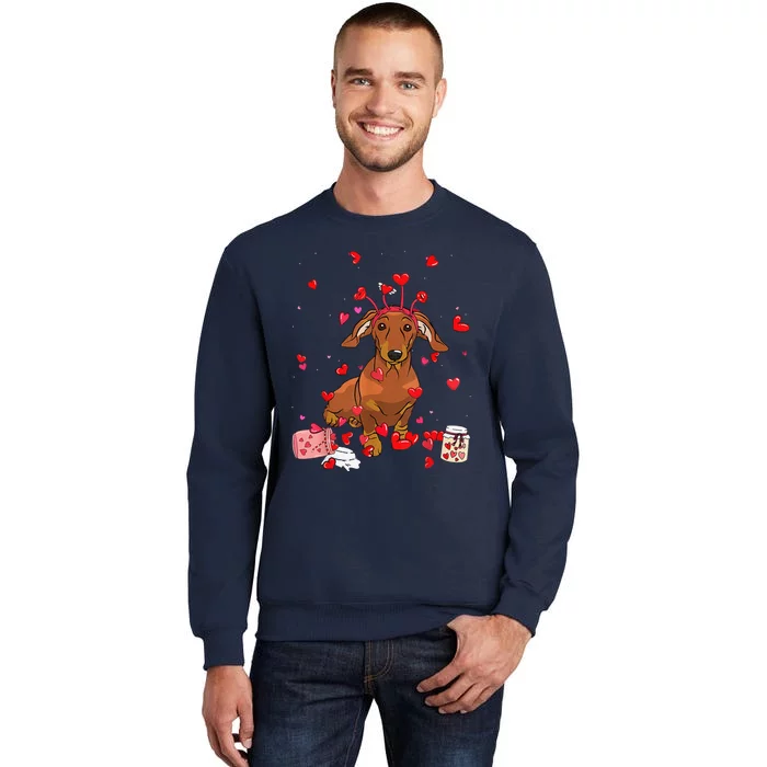 Dog Valentine Gifts Cute Dachshund Valentines Day Tall Sweatshirt