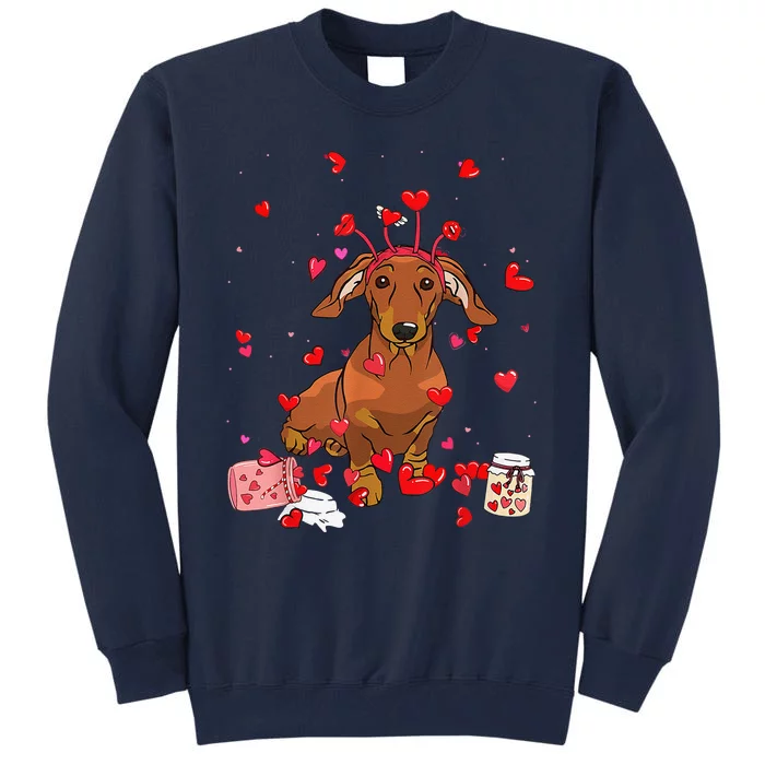 Dog Valentine Gifts Cute Dachshund Valentines Day Tall Sweatshirt