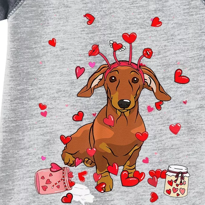 Dog Valentine Gifts Cute Dachshund Valentines Day Infant Baby Jersey Bodysuit