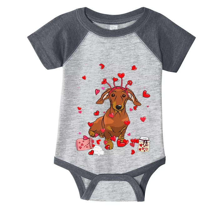 Dog Valentine Gifts Cute Dachshund Valentines Day Infant Baby Jersey Bodysuit