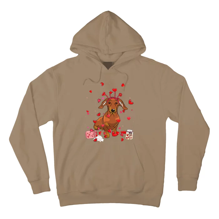 Dog Valentine Gifts Cute Dachshund Valentines Day Hoodie