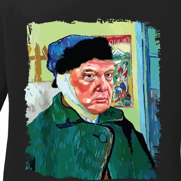 Donald Van Gogh Trump Ladies Long Sleeve Shirt