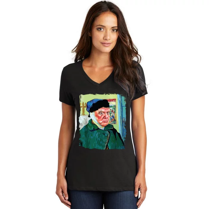 Donald Van Gogh Trump Women's V-Neck T-Shirt