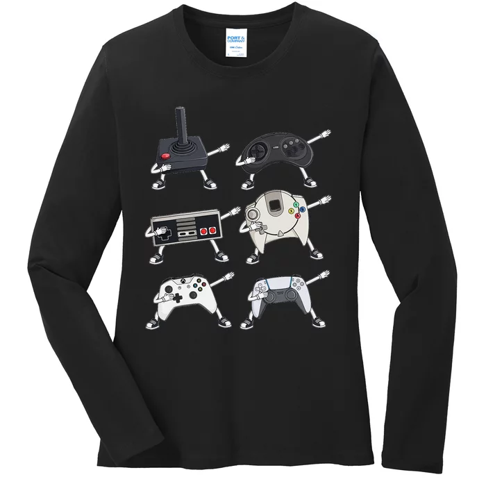 Dabbing Video Game Controllers Funny Gamer Dab Ladies Long Sleeve Shirt