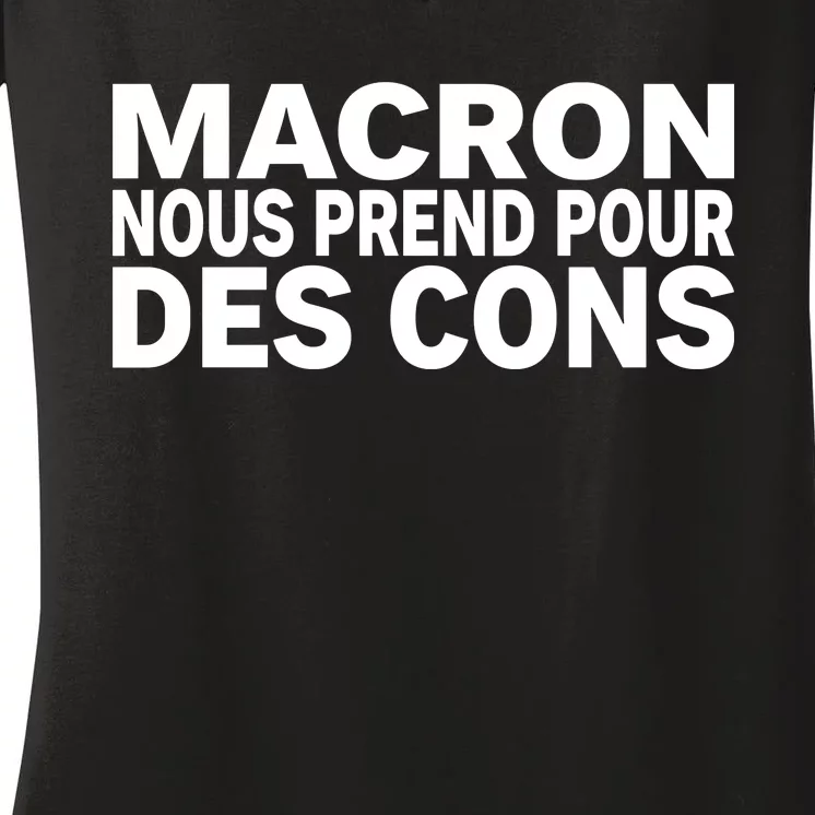 David Van Hemelryck Macron Nous Prend Pour Des Cons Women's V-Neck T-Shirt