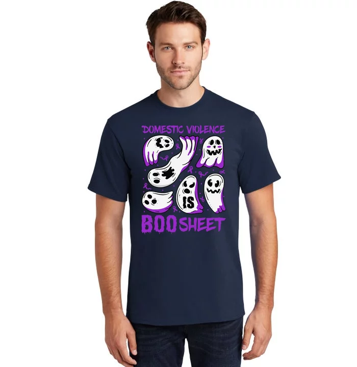 Domestic Violence Is Boo Sheet Ghost Purple Ribbon Halloween Tall T-Shirt