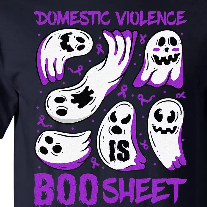 Domestic Violence Is Boo Sheet Ghost Purple Ribbon Halloween Tall T-Shirt