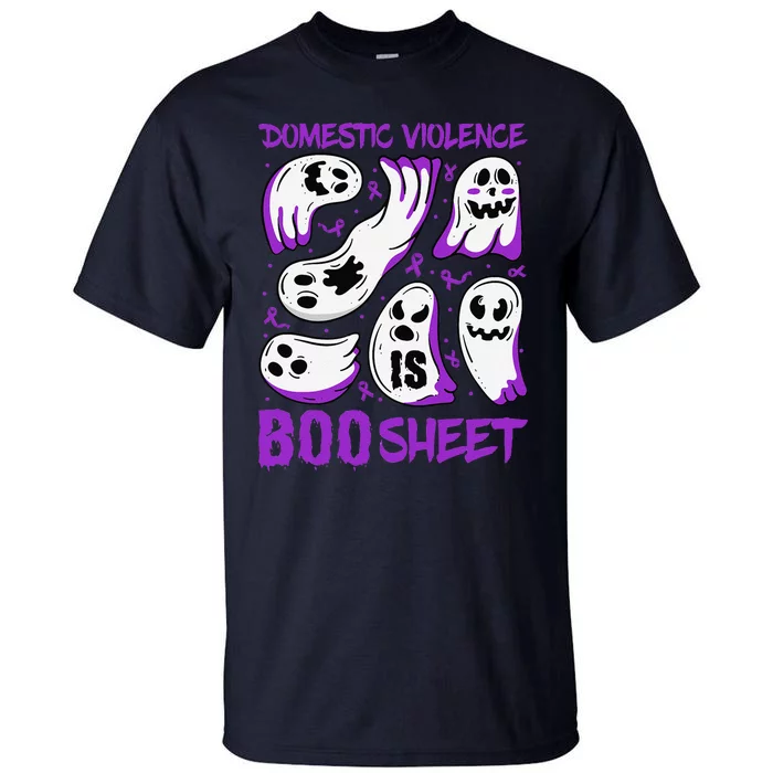 Domestic Violence Is Boo Sheet Ghost Purple Ribbon Halloween Tall T-Shirt