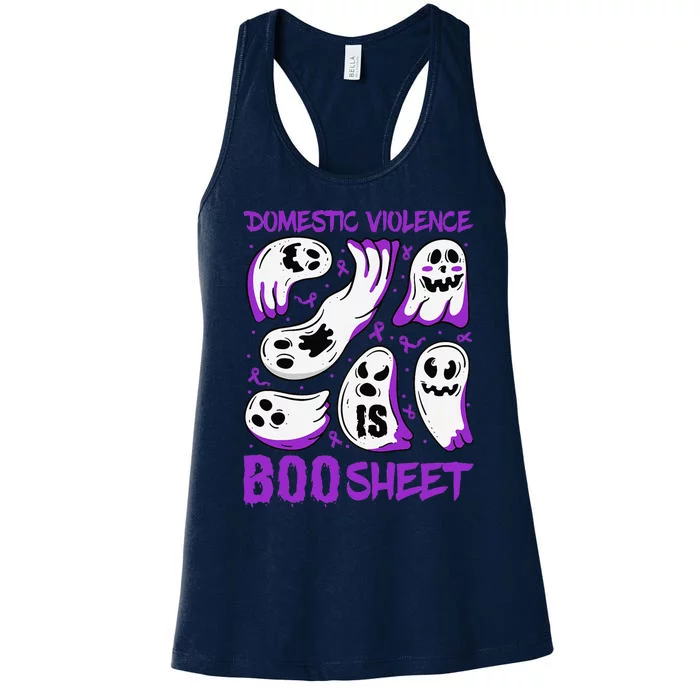 Domestic Violence Is Boo Sheet Ghost Purple Ribbon Halloween Women's Racerback Tank