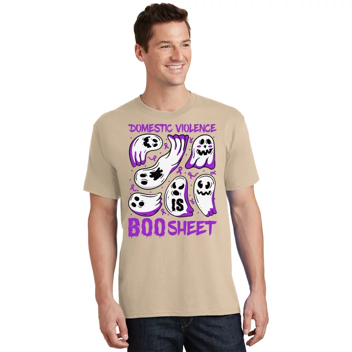 Domestic Violence Is Boo Sheet Ghost Purple Ribbon Halloween T-Shirt