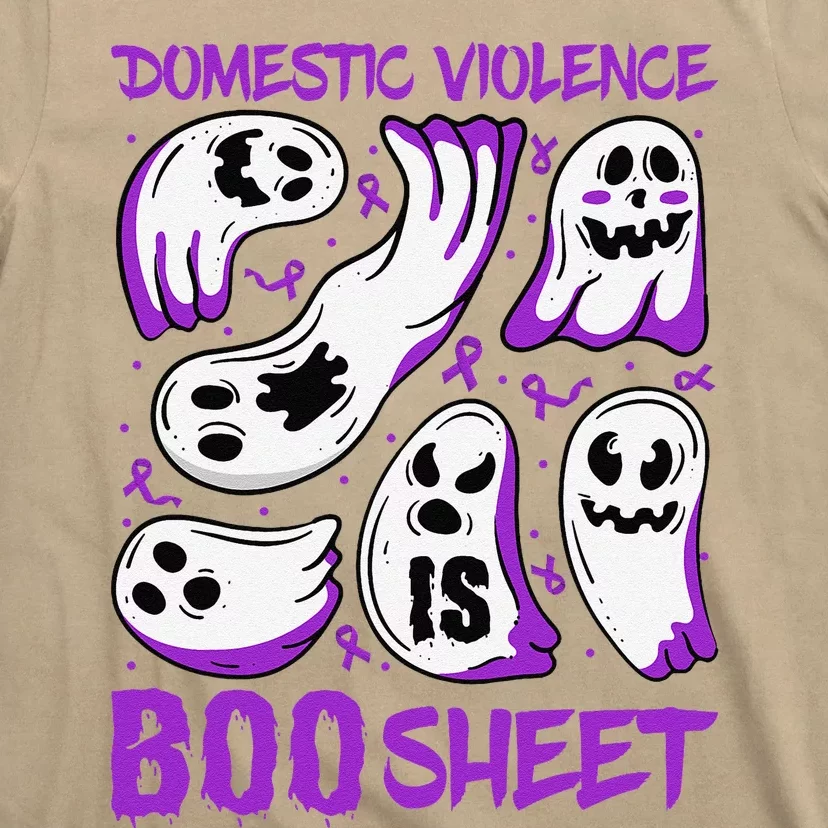 Domestic Violence Is Boo Sheet Ghost Purple Ribbon Halloween T-Shirt