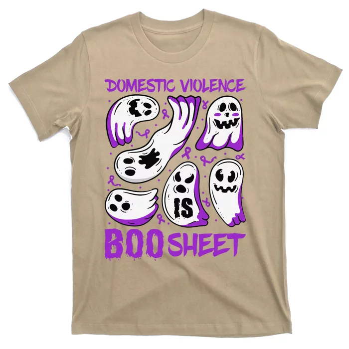 Domestic Violence Is Boo Sheet Ghost Purple Ribbon Halloween T-Shirt