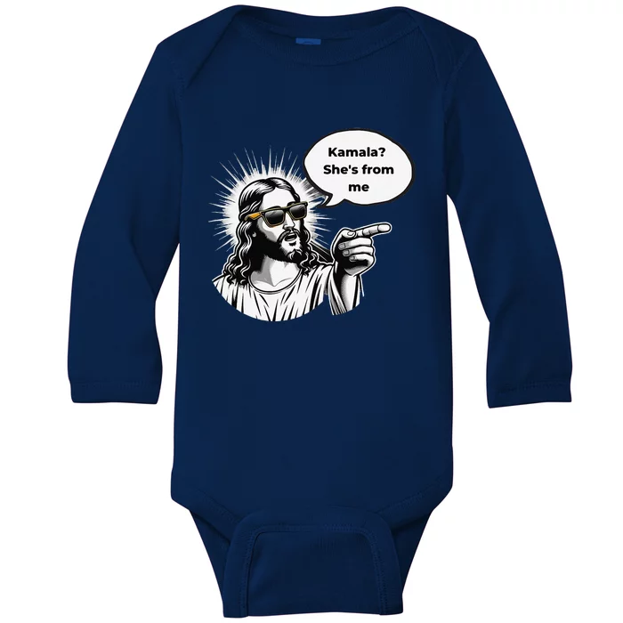 Divine Vote Jesus & Kamala Baby Long Sleeve Bodysuit