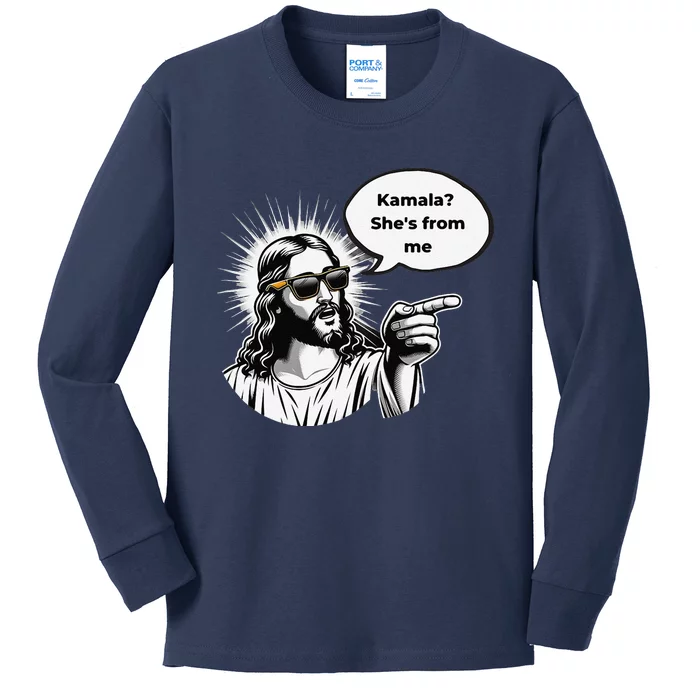 Divine Vote Jesus & Kamala Kids Long Sleeve Shirt