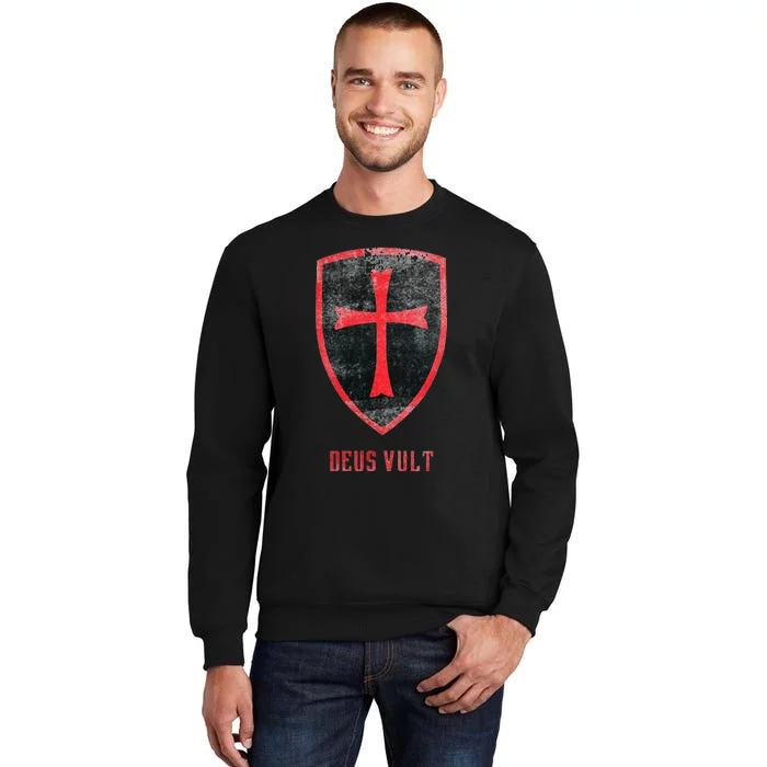 Deus Vult Knight Templar Cross Templar Vintage Medieval Sweatshirt