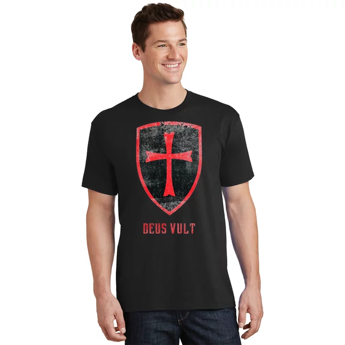 Deus Vult Knight Templar Cross Templar Vintage Medieval T-Shirt