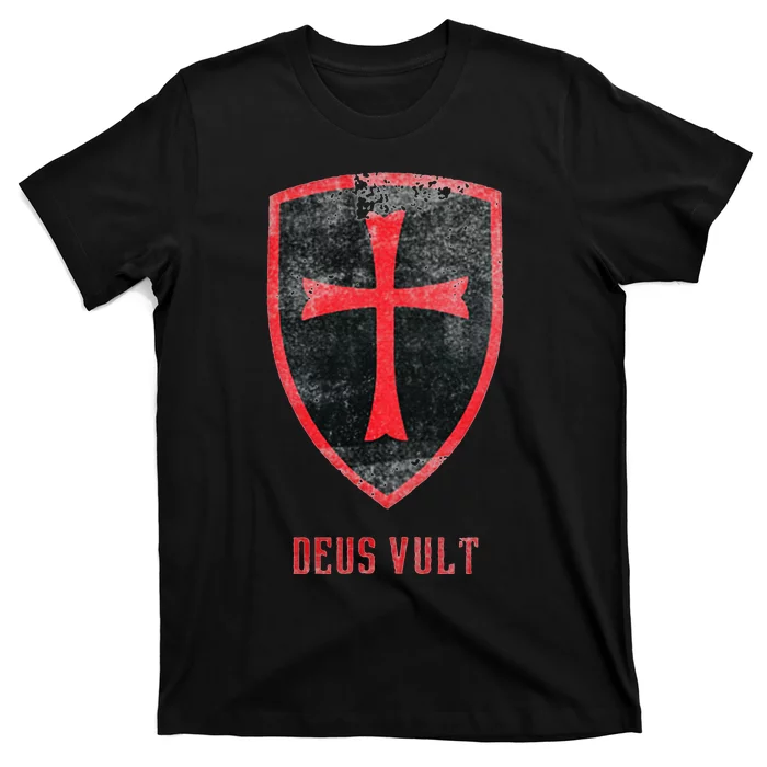 Deus Vult Knight Templar Cross Templar Vintage Medieval T-Shirt