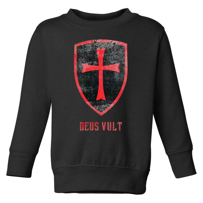 Deus Vult Knight Templar Cross Templar Vintage Medieval Toddler Sweatshirt