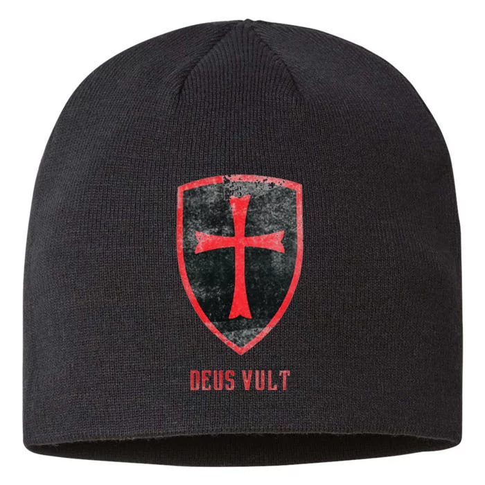 Deus Vult Knight Templar Cross Templar Vintage Medieval 8 1/2in Sustainable Knit Beanie