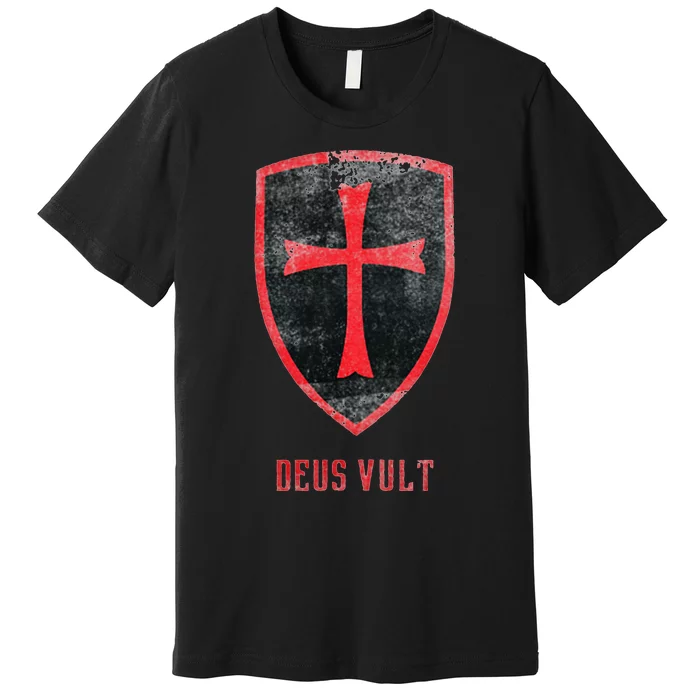 Deus Vult Knight Templar Cross Templar Vintage Medieval Premium T-Shirt