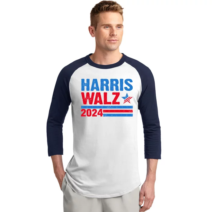 Distressed Vote Kamala Harris Tim Walz 2024 Election Baseball Sleeve Shirt