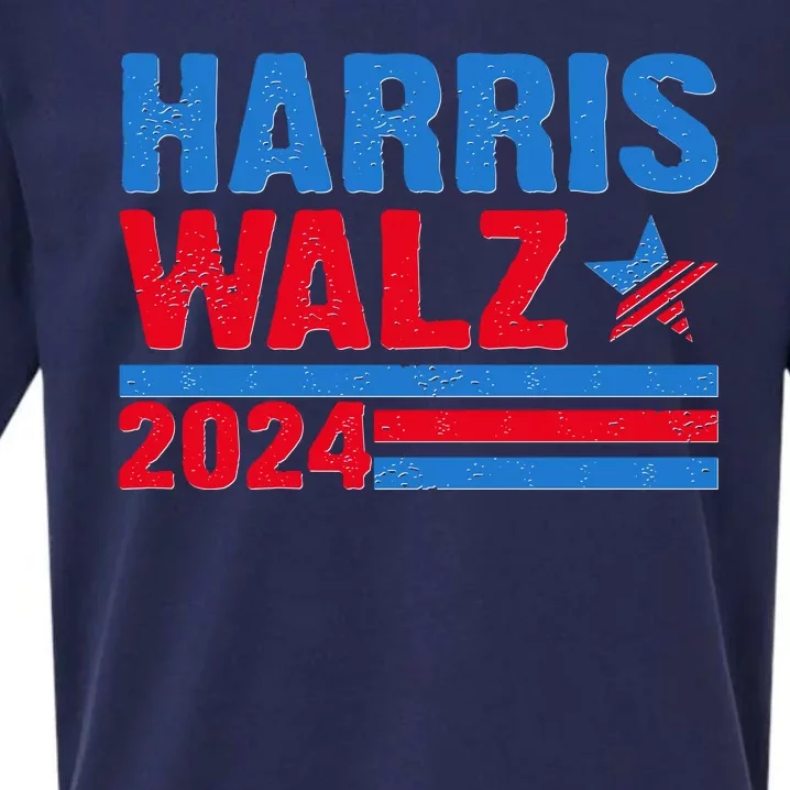 Distressed Vote Kamala Harris Tim Walz 2024 Election Sueded Cloud Jersey T-Shirt