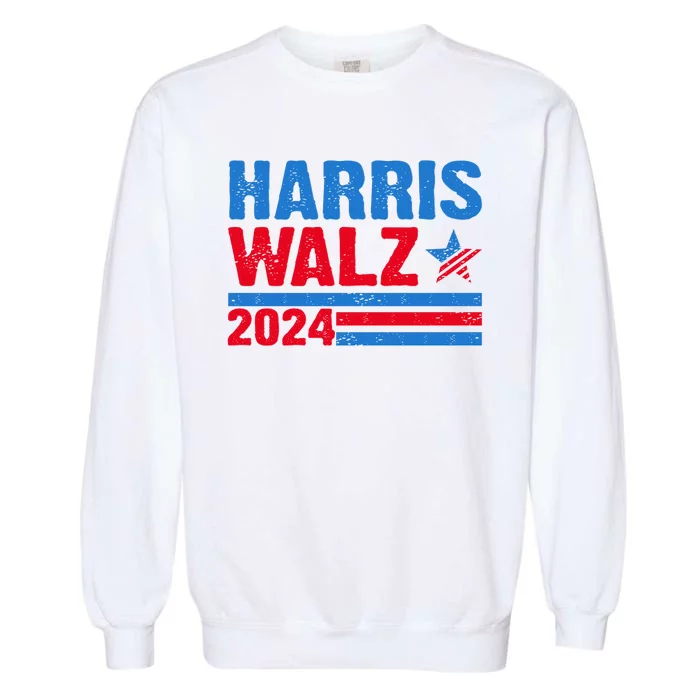 Distressed Vote Kamala Harris Tim Walz 2024 Election Garment-Dyed Sweatshirt