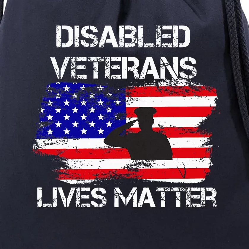 Disabled Veteran Lives Matter American Us Flag Military Drawstring Bag