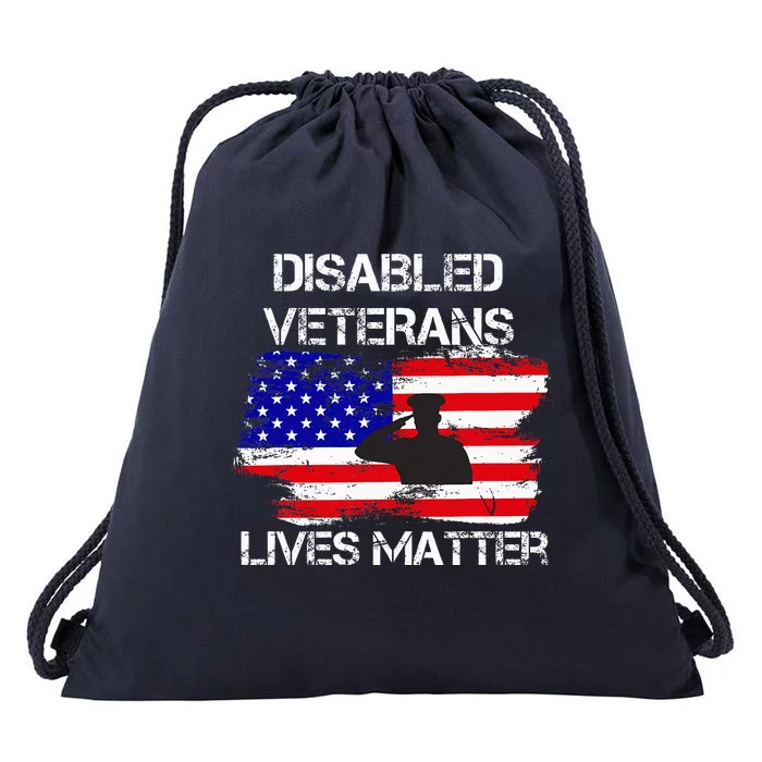 Disabled Veteran Lives Matter American Us Flag Military Drawstring Bag