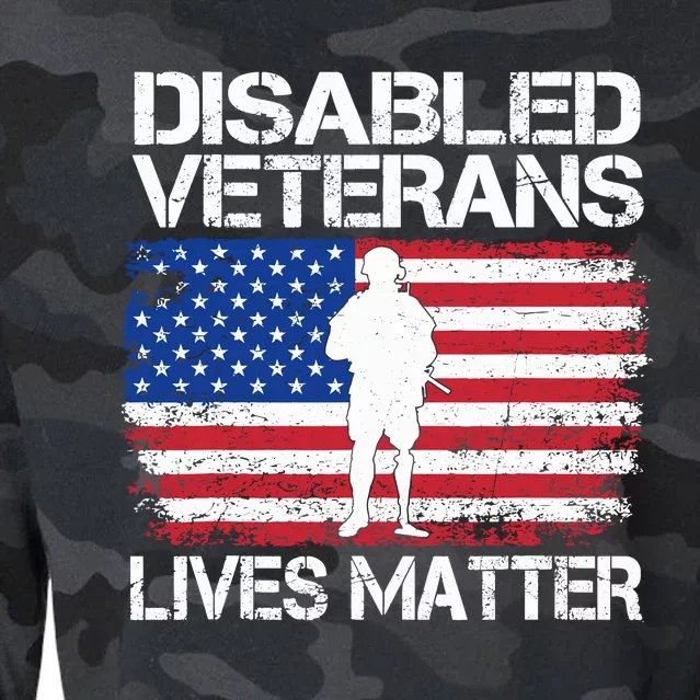 Disabled Veteran Lives Matter Flag American Us Vet Military Cropped Pullover Crew