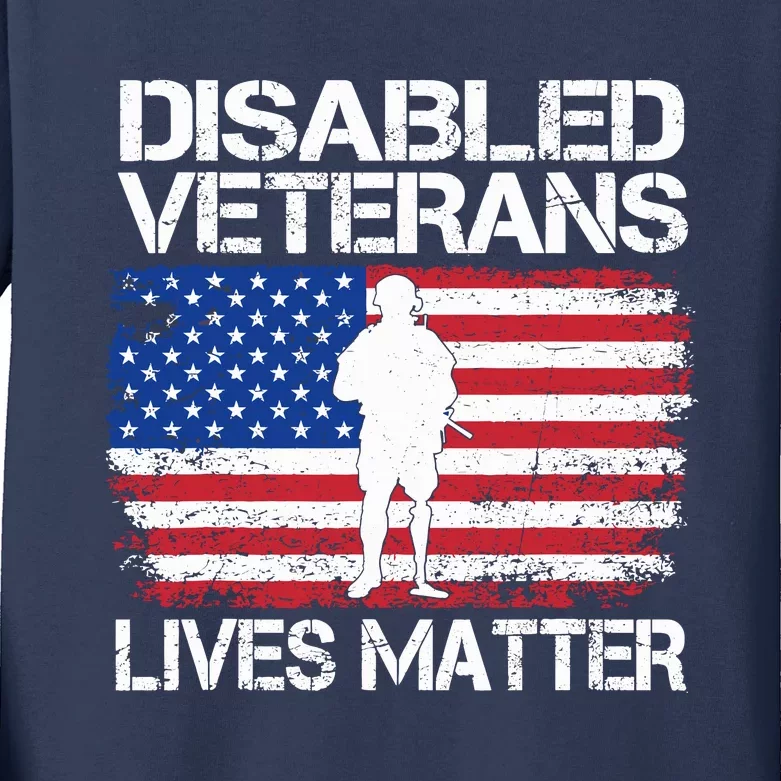 Disabled Veteran Lives Matter Flag American Us Vet Military Kids Long Sleeve Shirt