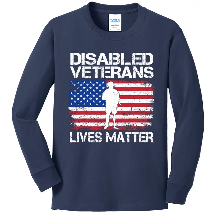 Disabled Veteran Lives Matter Flag American Us Vet Military Kids Long Sleeve Shirt