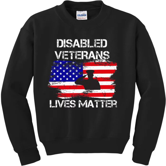 Disabled Veteran Lives Matter American Us Flag Kids Sweatshirt