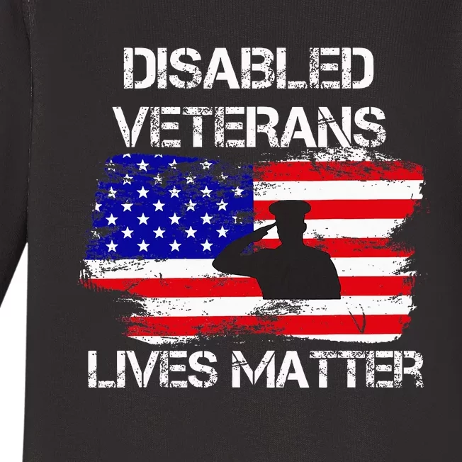 Disabled Veteran Lives Matter American Us Flag Military Baby Long Sleeve Bodysuit