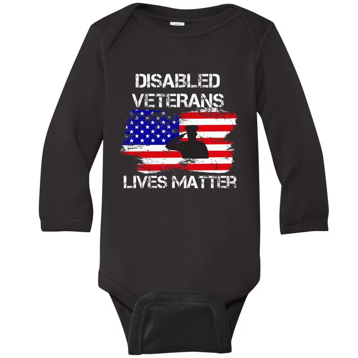 Disabled Veteran Lives Matter American Us Flag Military Baby Long Sleeve Bodysuit