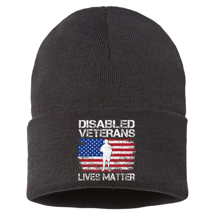 Disabled Veteran Lives Matter Flag American Us Vet Military Sustainable Knit Beanie