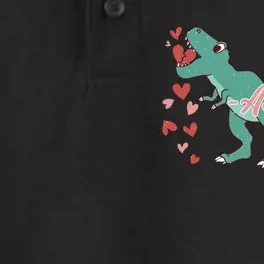 Dinosaur Valentine Love Asaurus Rex Gift For boy Valentine Day Dry Zone Grid Performance Polo