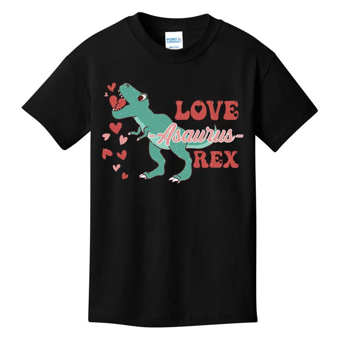 Dinosaur Valentine Love Asaurus Rex Gift For boy Valentine Day Kids T-Shirt