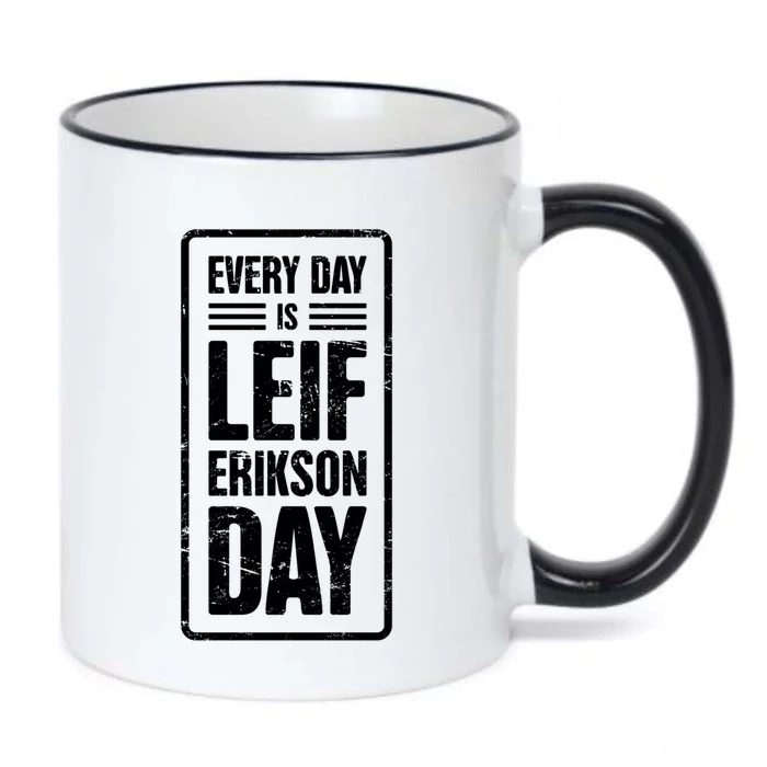 Distressed Viking Leif Erikson Day / Funny Leif Erikson Great Gift Black Color Changing Mug