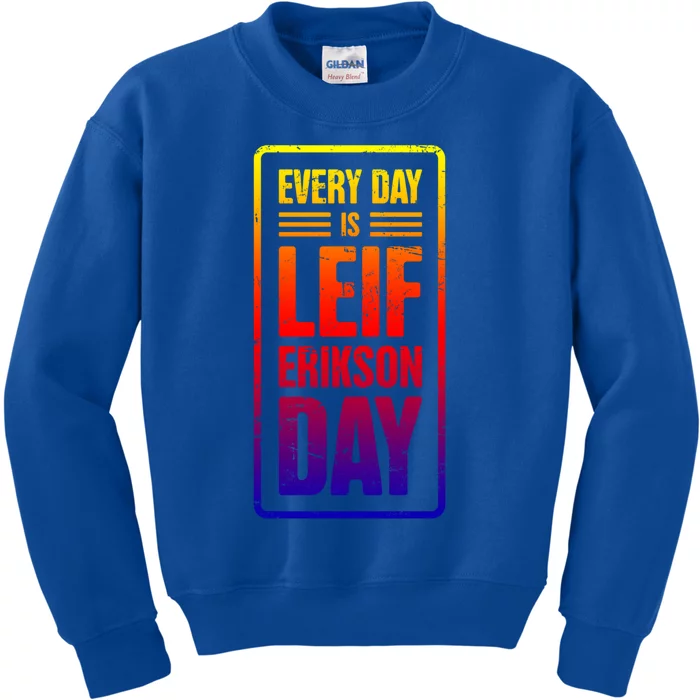 Distressed Viking Leif Erikson Day / Funny Leif Erikson Gift Kids Sweatshirt