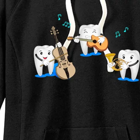 Dental Valentines Musical Note Guitar Violinist Teeth Squad Gift Women's Fleece Hoodie