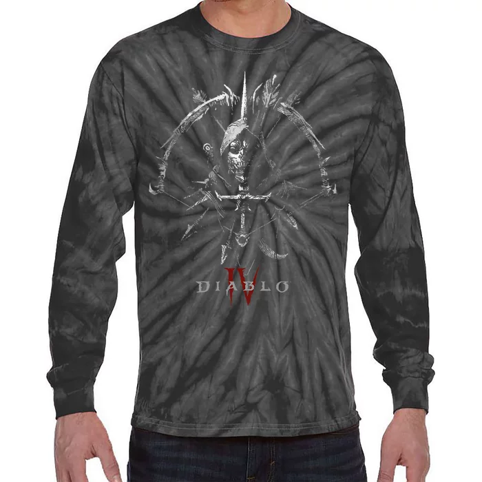 Diablo Vi Masked Rogue Icon Bow & Sword Tie-Dye Long Sleeve Shirt