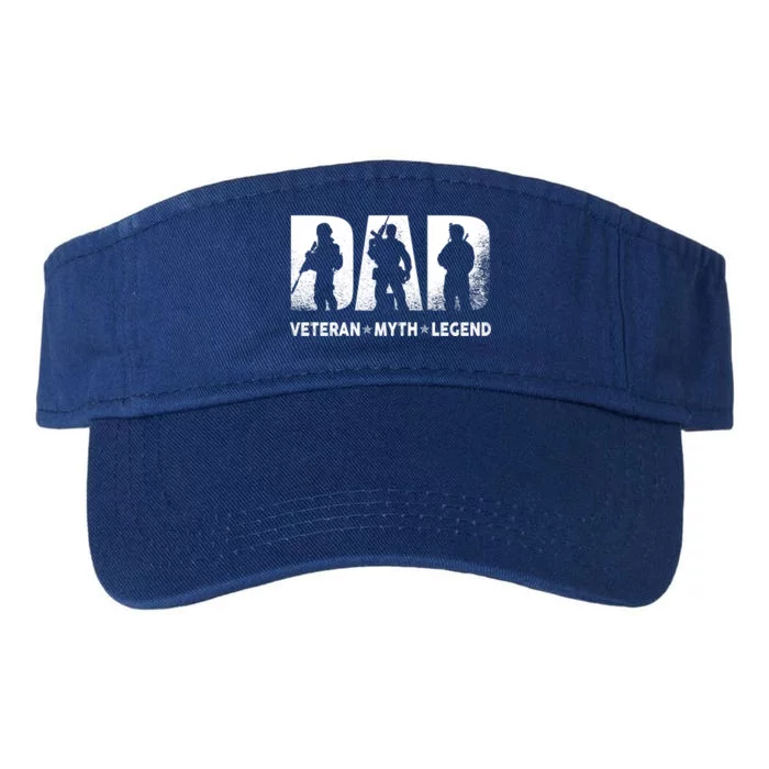 Dad Veteran Myth Legend Veteran Dad Fathers Day Gift Valucap Bio-Washed Visor