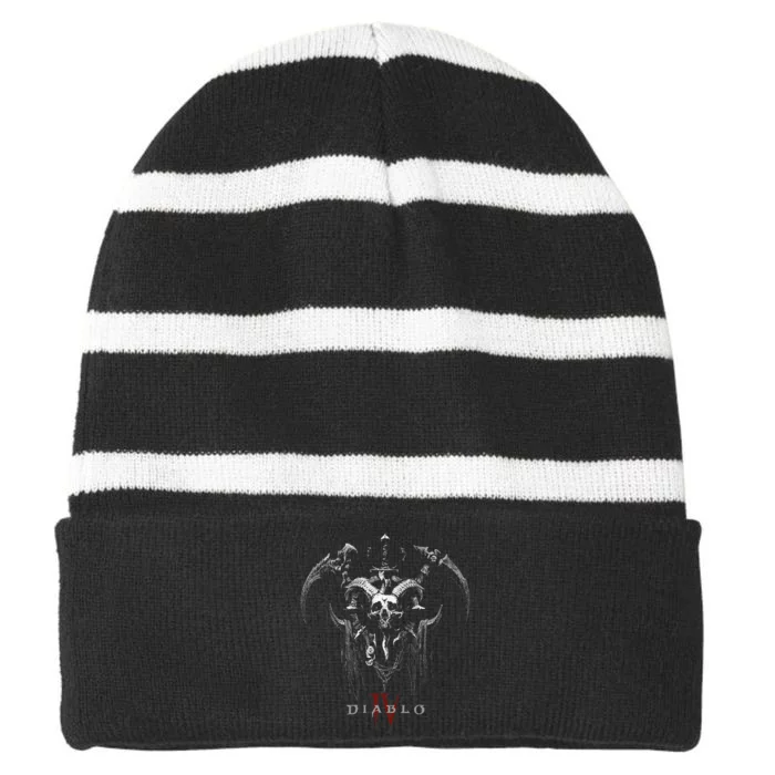 Diablo Vi Necromancer Icon Twohanded Scythes Striped Beanie with Solid Band