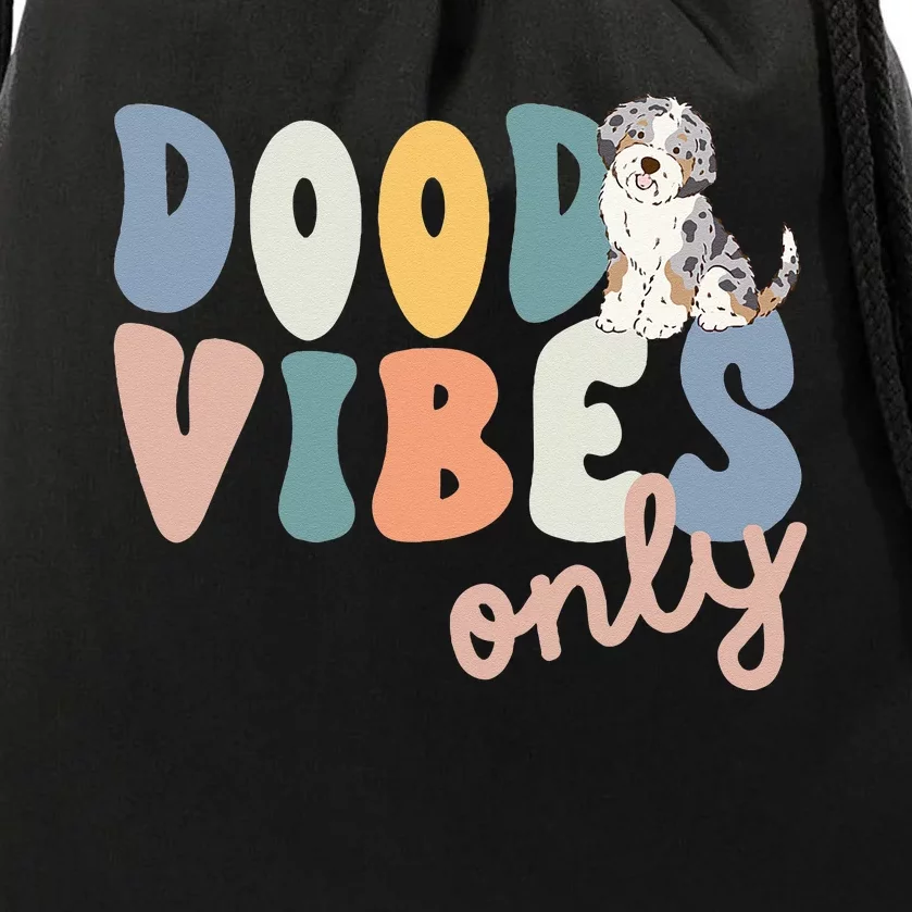 Dood Vibes Only Blue Merle Aussiedoodle Doodle Mama Dog Mom Drawstring Bag