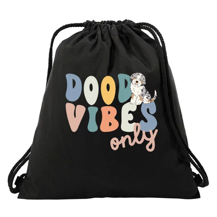 Dood Vibes Only Blue Merle Aussiedoodle Doodle Mama Dog Mom Drawstring Bag