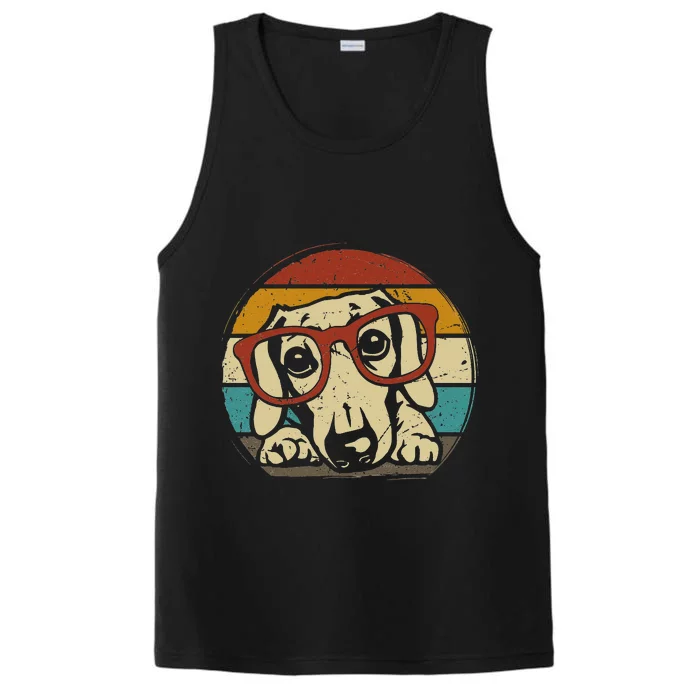 Dachshund Vintage puppy sunglasses Retro Gifts Dog Lover Performance Tank