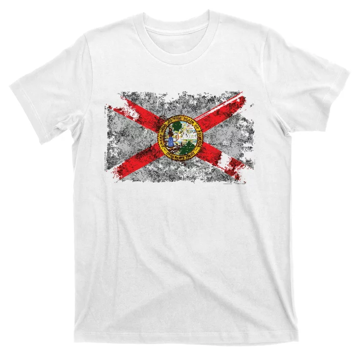 Distressed Vintage Retro Usa Patriotic Fl State Florida Flag T-Shirt